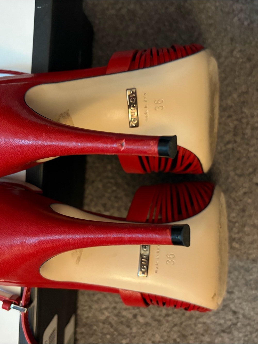 Gucci Red Leather Knot Slingback Heels - Picture 11 of 16